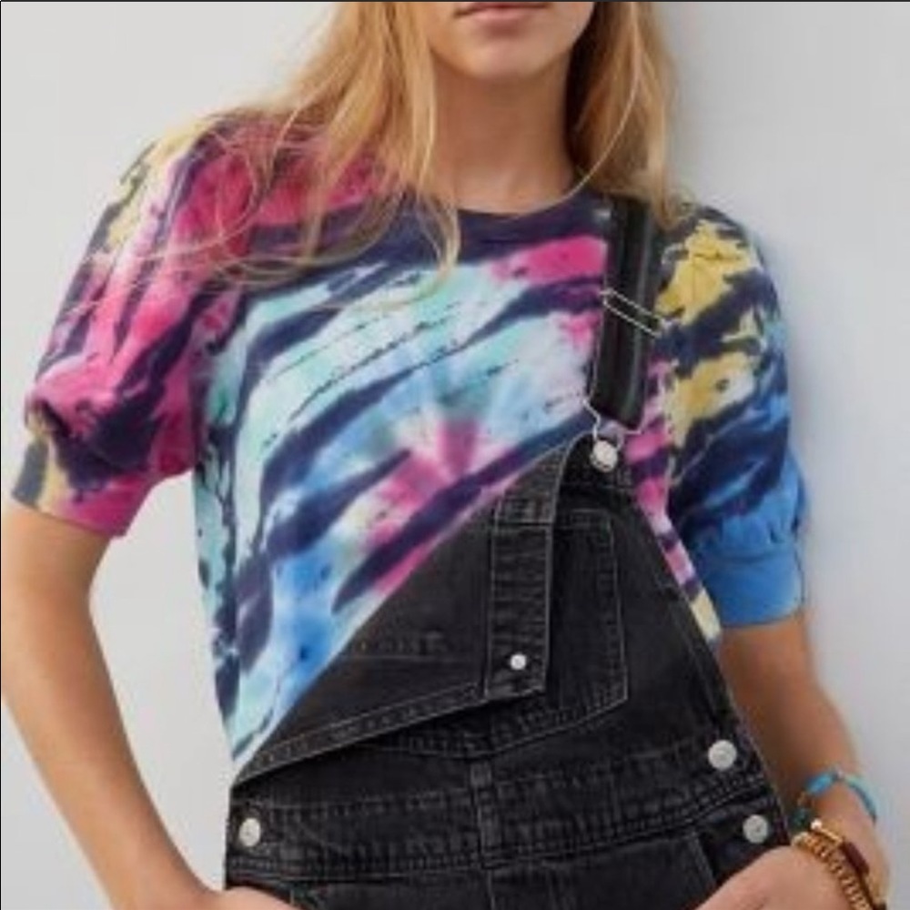 Anthropologie Tie-Dye Short Sleeve Tee in Pink, Blue, Yellow, Black
